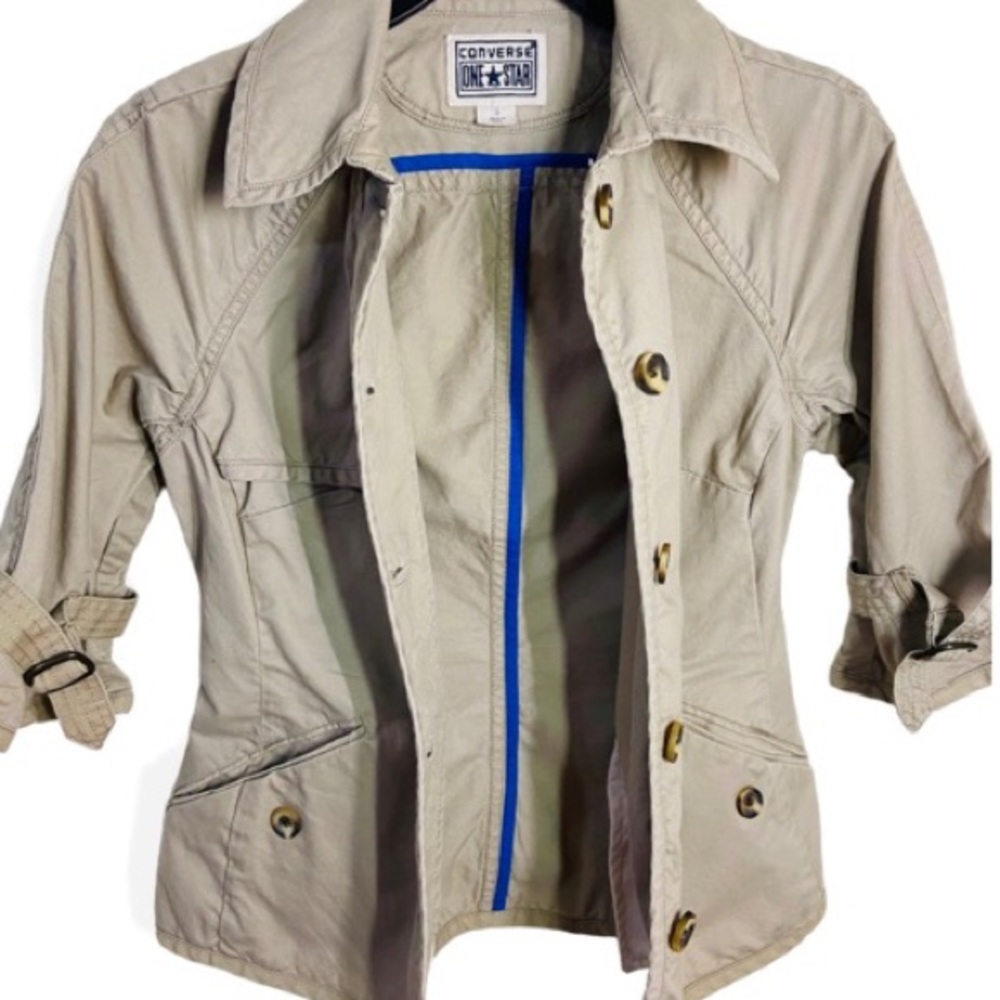 Converse One Star Denim Button Down Jacket Beige … - image 3